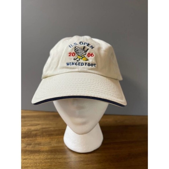 US Open 2006 Winged Foot Hat Cap Strap Back Mens Adjustable Logo Beige USGA - Picture 1 of 5